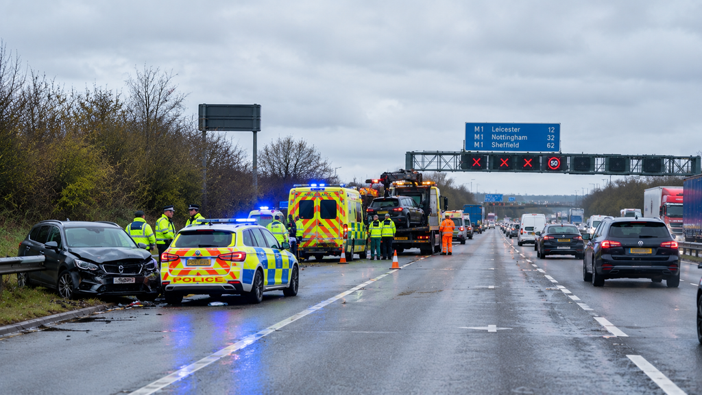 Casualties vehicles and emergency response after an M1 motorway accident