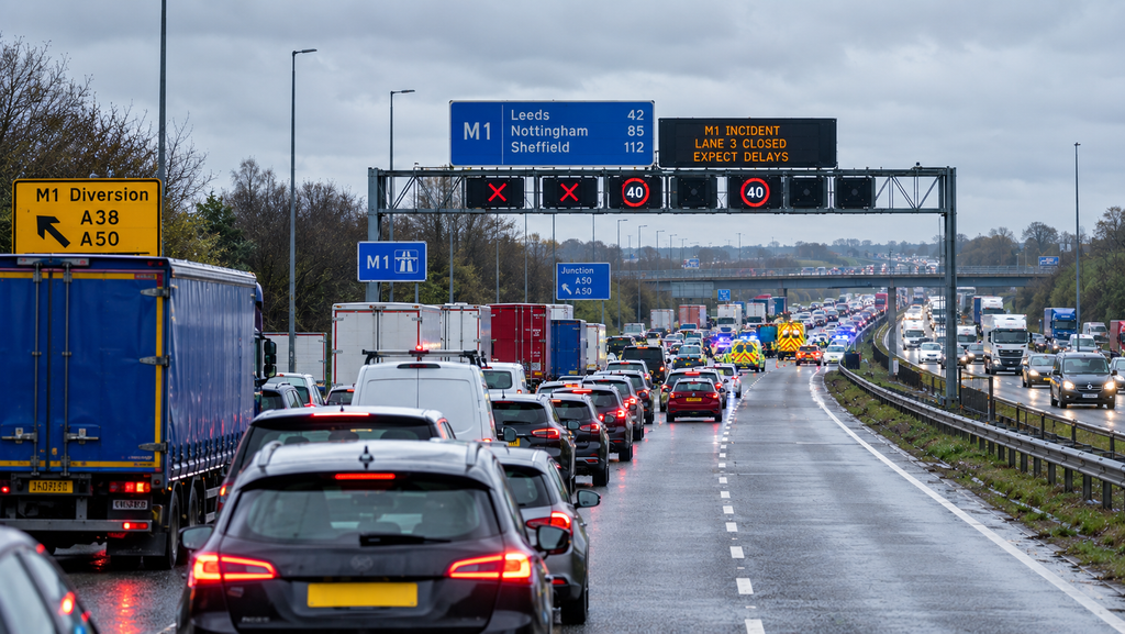 How an M1 vehicle collision affected journeys across the UK