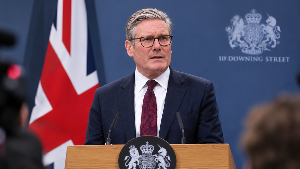 Keir Starmer delivering statements on UK government priorities and policy