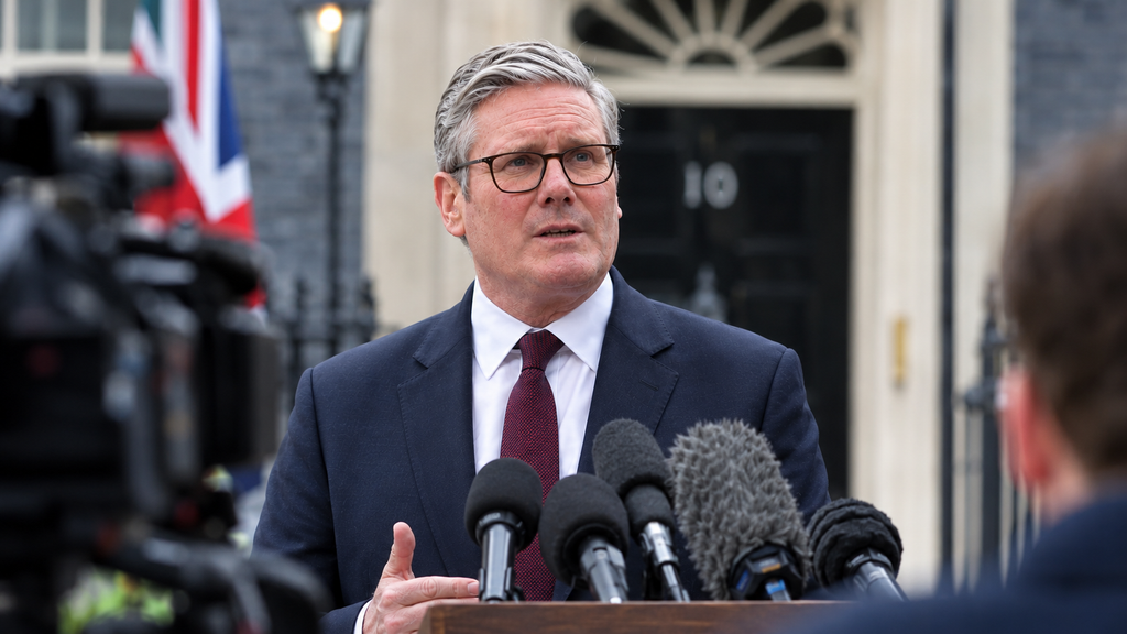 Keir Starmer answering questions during a UK press conference and media interview